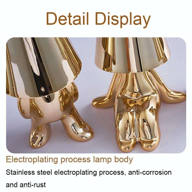 Cute Doll Shape Touch Adjustable Desk Lamp Mini Bedroom Rechargeable Night Light, Spec: 8047(Gold)