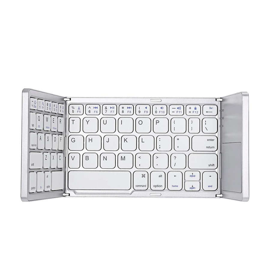 B033 Rechargeable 3-Folding 64 Keys Bluetooth Wireless Keyboard with Touchpad(Silver)