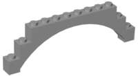 Lego (N) ~ Arch 1 x 12 x 3 Raised Arch with 5 Cross Supports ~ [Light Bluish Gray]