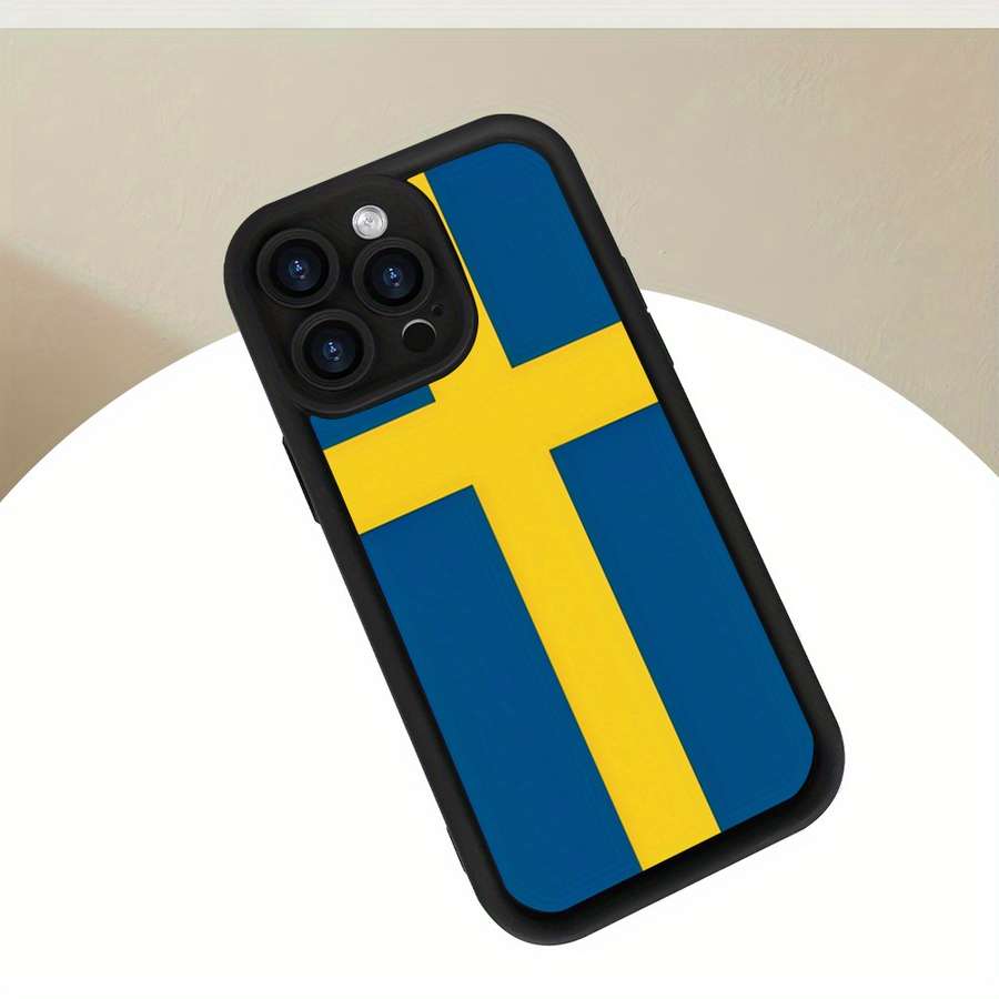 1Pc Black For iPhone 12 Mini Swedish Flag Design Phone Case