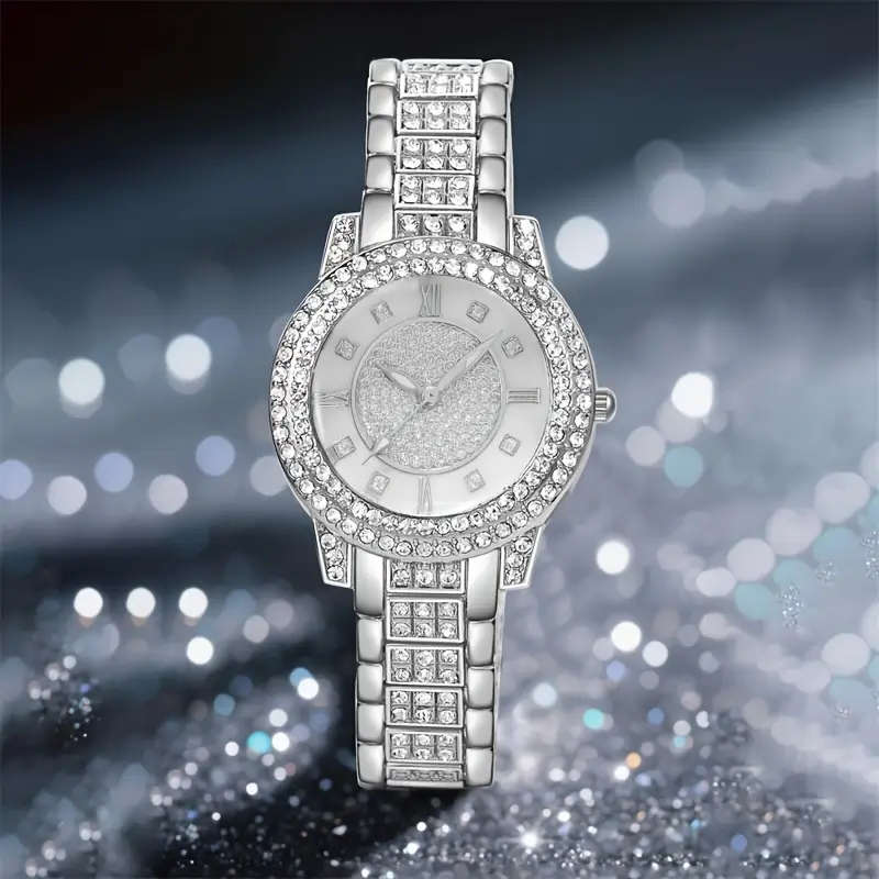 6 Pieces New Women's Gorgeous Fashion Silver Quartz Watch Silver Jewelry Set