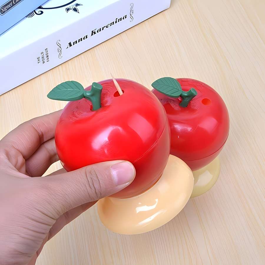 1pc Charming Red Apple-Shaped Toothpick Holder with Automatic Dispenser Realistic Design Perfect