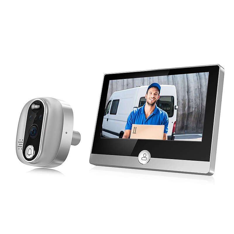 C85 Tuya Smart WiFi Video Doorbell 1080P Peephole Camera with 4.3 inch Display Support PIR Motion De