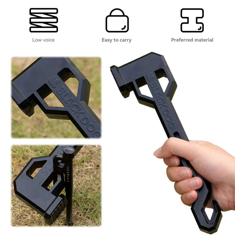 Black - Blackdog Camping Tent Ground Peg Hammer Multifunctional Outdoor Tent Ground Nail Hammer Port