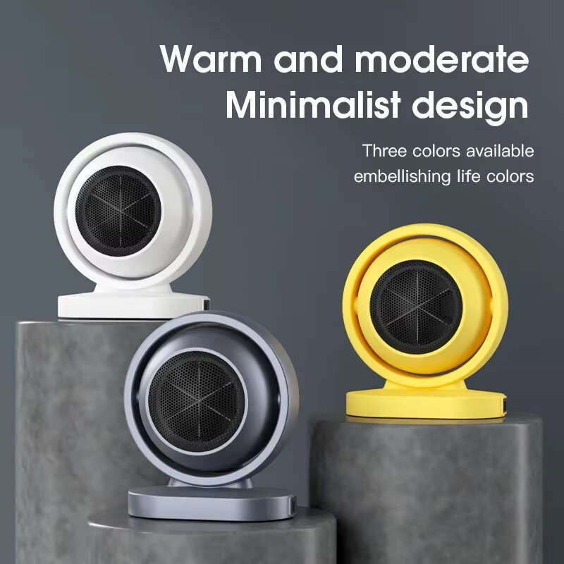 Yellow - IPRee Portable Electric Heater for Home Office 380W Desktop Fan Mini Hot Air Stove Radiator