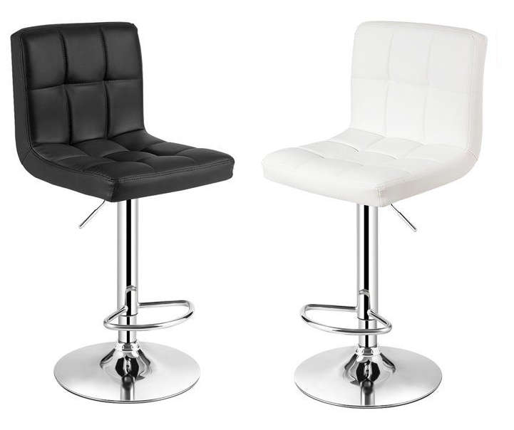 Stylish Chrome Base Bar Stools - Set of 2