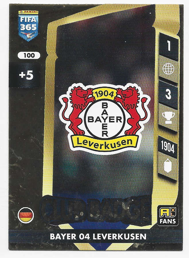 BAYER 04 LEVERKUSEN - PANINI FIFA 365 COLLECTION 2025 - FOIL "CLUB BADGE" TRADING CARD 100
