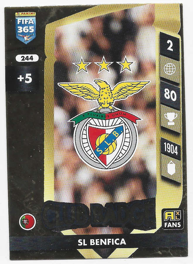 S L BENFICA - PANINI FIFA 365 COLLECTION 2025 - FOIL "CLUB BADGE" TRADING CARD 244