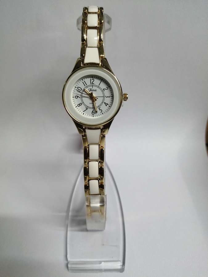 Diva white and gold women's watch