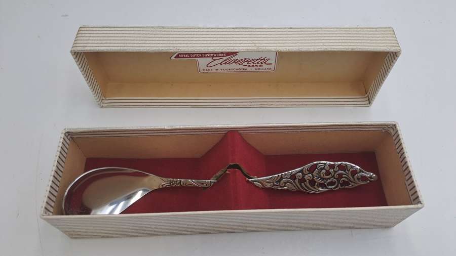Vintage Elwezetta Royal Dutch Silverworks EPNS condiment spoon-Boxed-Holland