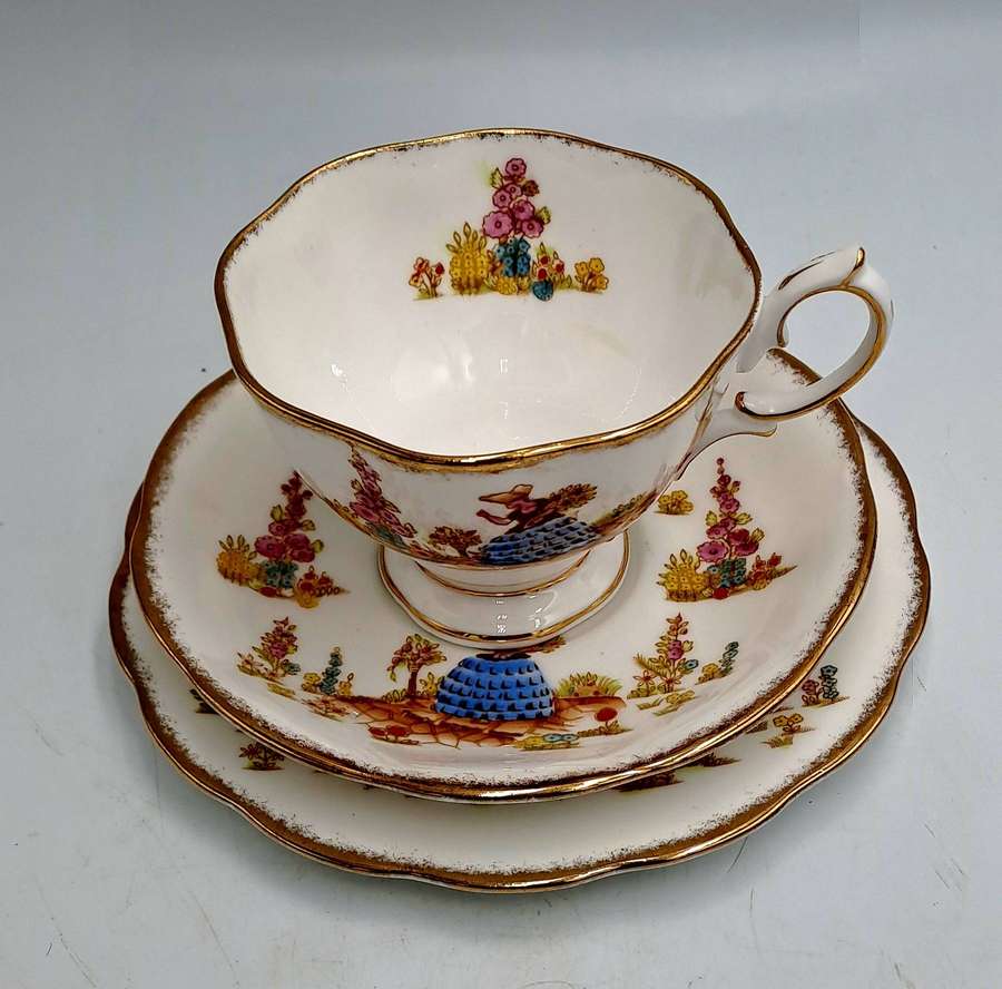 Rare 1930's Royal Albert Dainty Dinah Tea Trio -Excellent Condition (12 available)