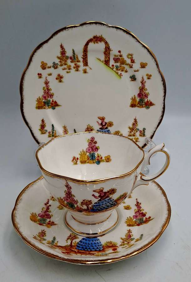 Rare 1930's Royal Albert Dainty Dinah Tea Trio -Excellent Condition (12 available)