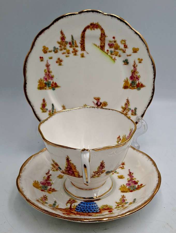 Rare 1930's Royal Albert Dainty Dinah Tea Trio -Excellent Condition (12 available)