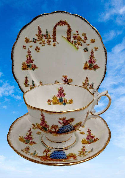 Rare 1930's Royal Albert Dainty Dinah Tea Trio -Excellent Condition (12 available)