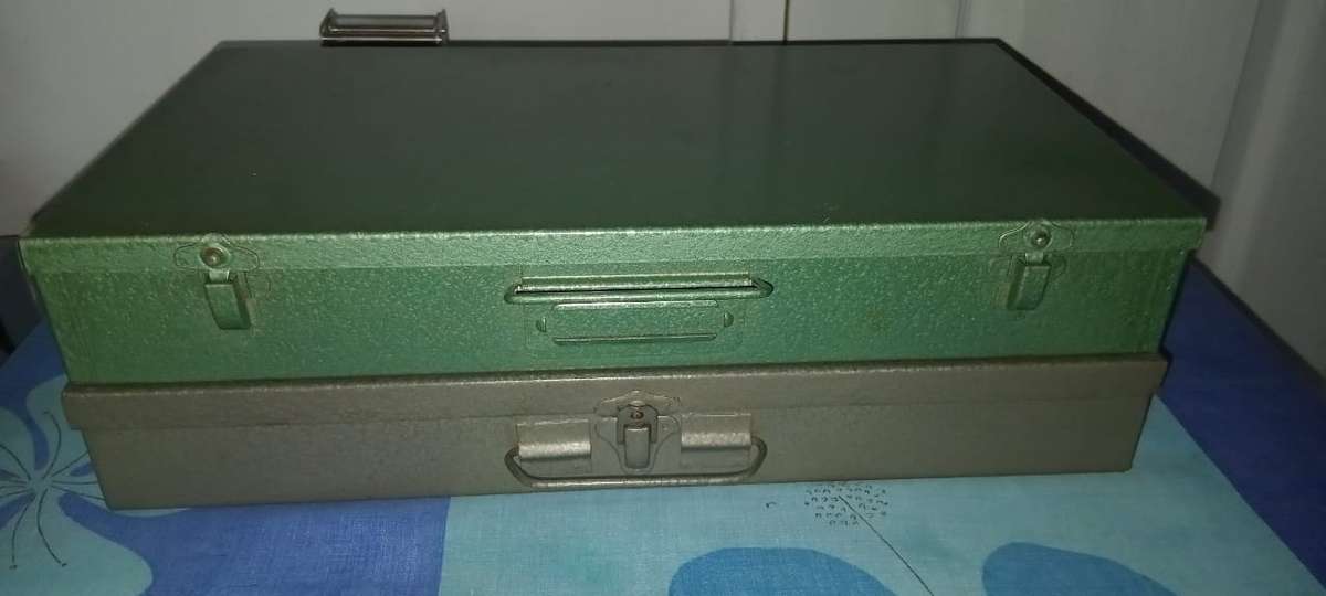 Small metal storage boxes for projectors slides, screws, nails, and small items