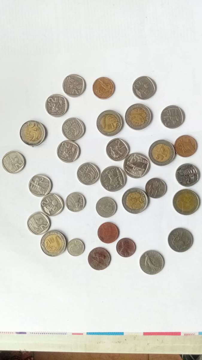 South African Coins Lot R5, R2, R1 and Cents - Secondhand Collection