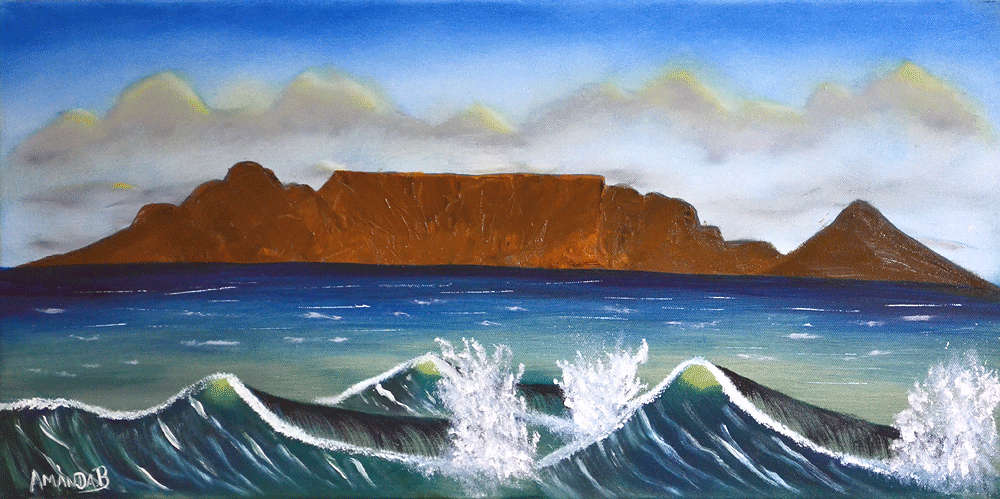TABLE MOUNTAIN - Original in oil by Amanda Stretched Canvas - Ready to hang - 755mm X 390mm X 15mm