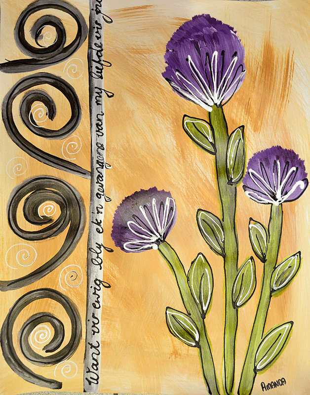 Purple flowers in Acrylic - 640mm x 510mm