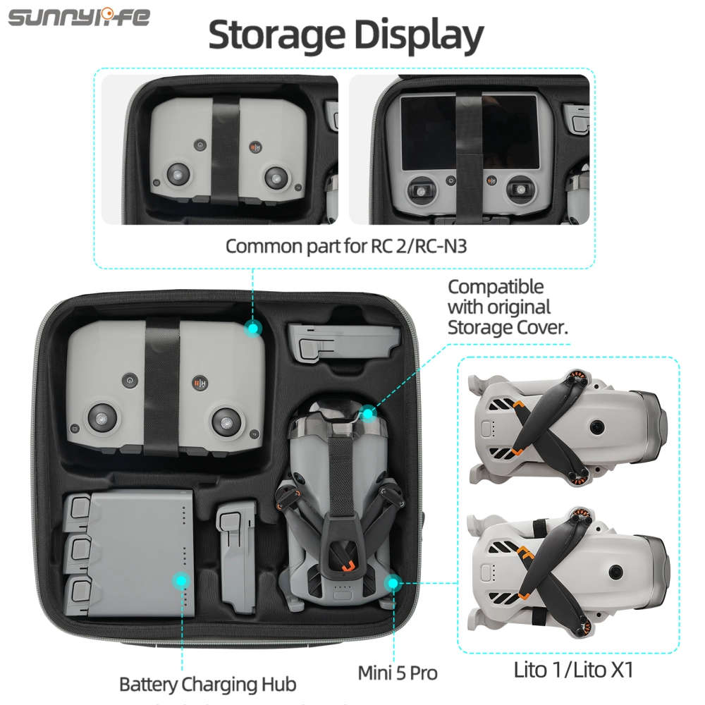 Sunnylife - DJI Lito 1 / X1 / Mini 5 Pro Battery Combo Carry Bag