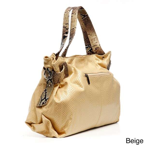 B-Collective's Embossed Snake Print Trim Tote