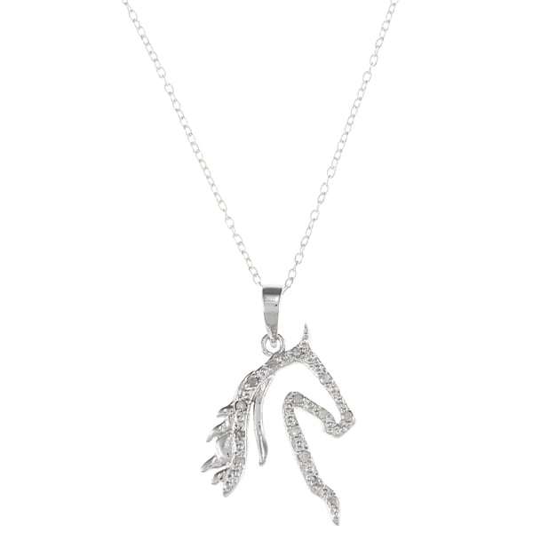Sterling Silver 1/10ct TDW Horse Necklace