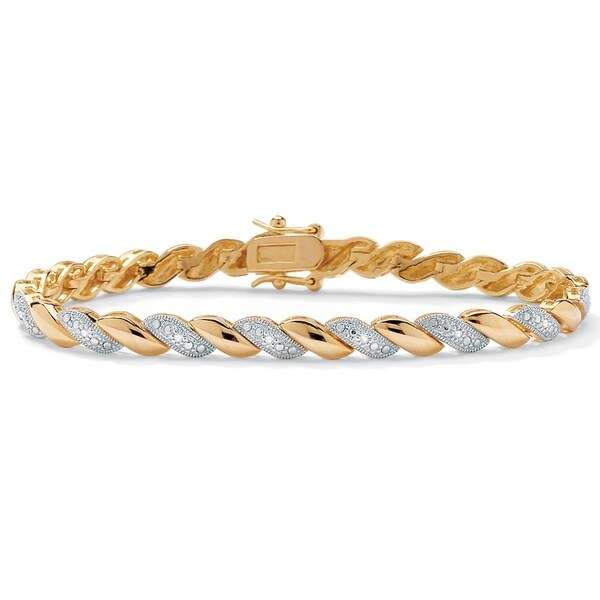 Isabella Collection Gold Overlay 1/10ct TDW Diamond Bracelet (I-J; I2-I3)