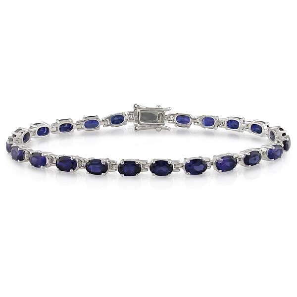 Miadora Sterling Silver Blue Sapphire Bracelet
