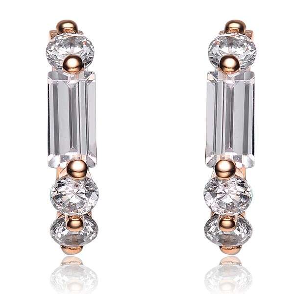 Collette Z Sterling Silver Cubic Zirconia Rose-gold Huggie Earrings
