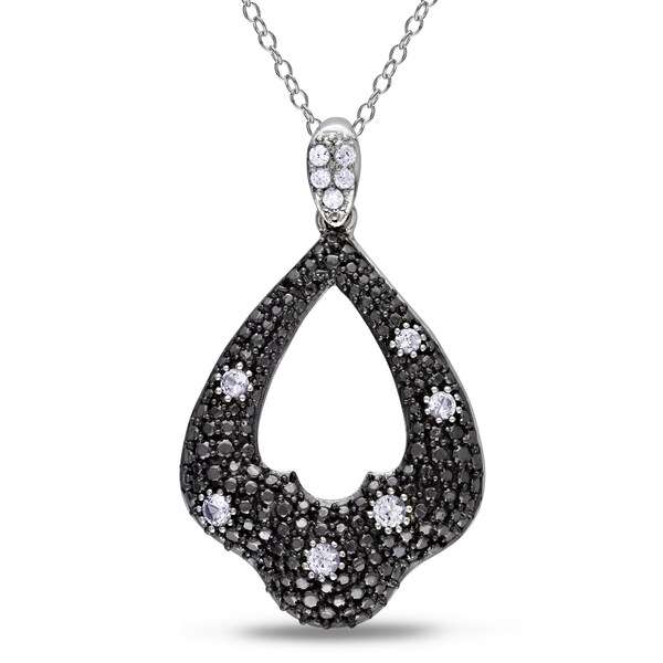 Miadora Black Rhodium-plated Silver Created White Sapphire Necklace
