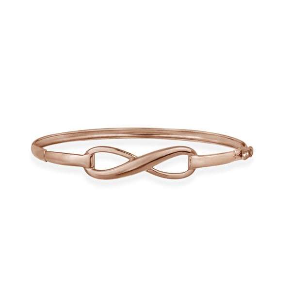 Mondevio Rose Gold over Silver Infinity Design Bangle Bracelet