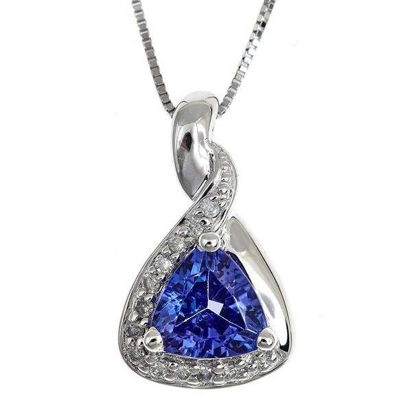 D&apos;Yach Sterling Silver Trillion-cut Tanzanite and Diamond Accent Necklace