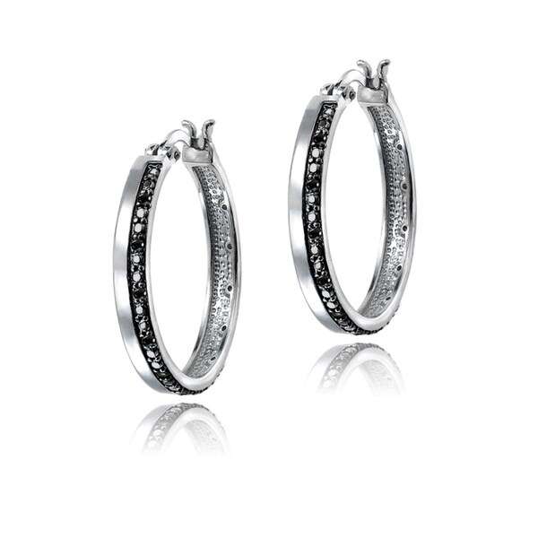 DB Designs 1/4ct TDW Black or White Diamond Hoop Earrings (I-J; I2-I3)