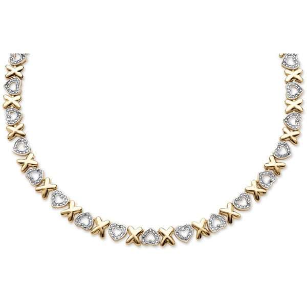 Isabella Collection Gold Overlay 1/10ct TDW Diamond Accent X and Heart Necklace