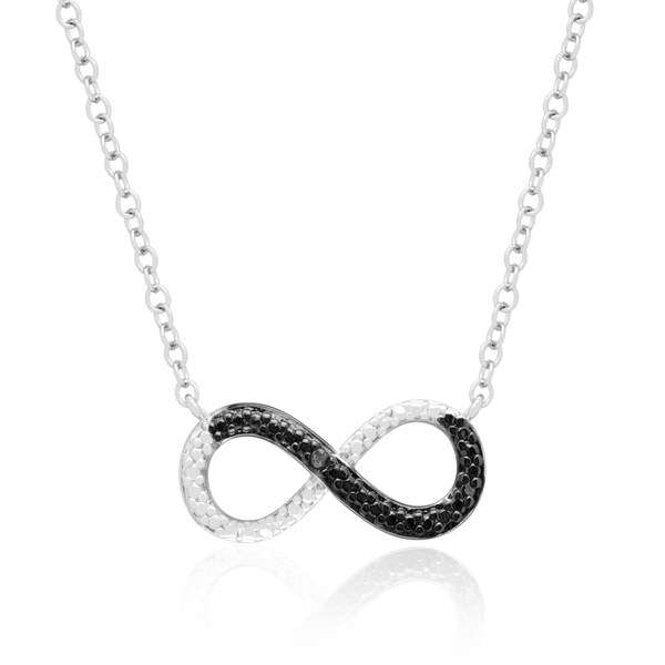 Finesque Black and White Diamond Accent Accent Infinity Necklace