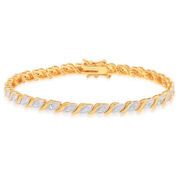 Finesque Gold Over Silver 1/4ct TDW Diamond Marquis Bracelet (I-J; I2-I3)