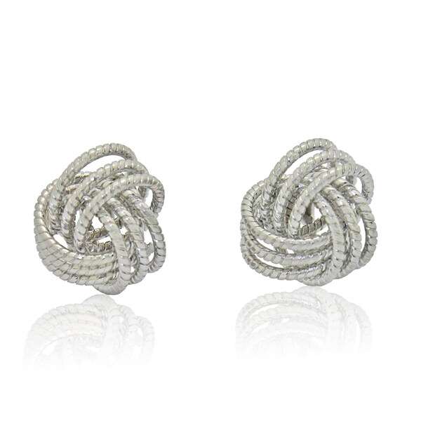 Sterling Silver Textured Love Knot Stud Earrings