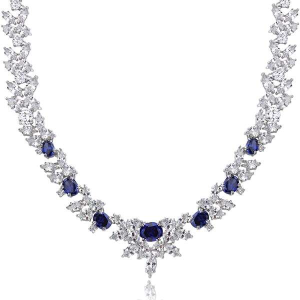 Icz Stonez Sterling Silver 66 7/8ct TGW Violet Blue and White Cubic Zirconia Wre