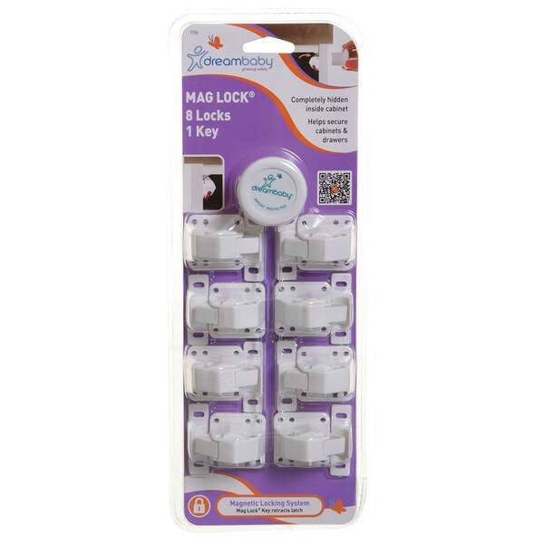 Dreambaby Mag Lock - 8 Locks and 1 Key - White