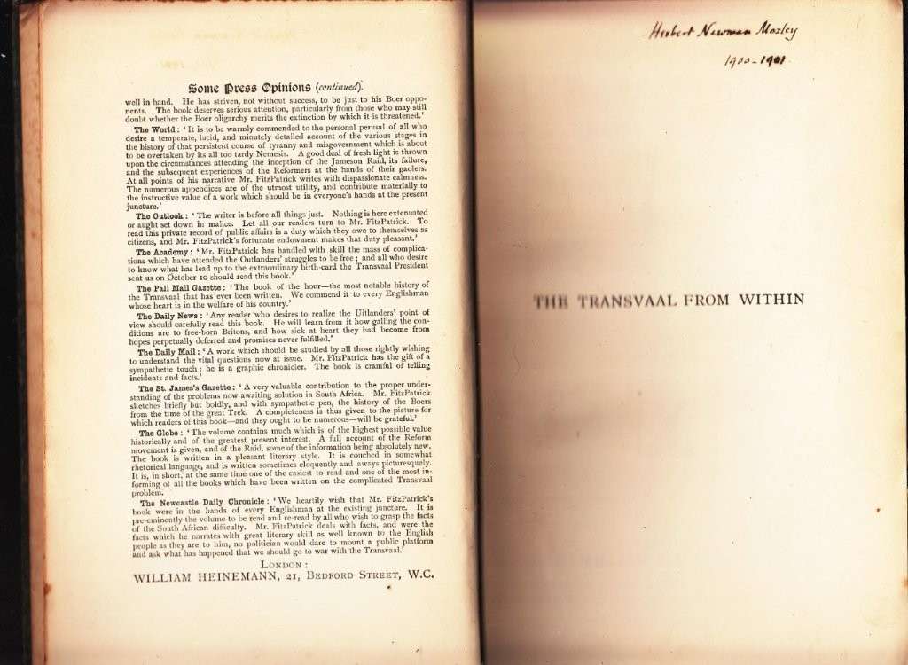The Transvaal from Within: A Private Record of Public Affairs (1899 Hardcover) - Fitzpatrick, J. P.