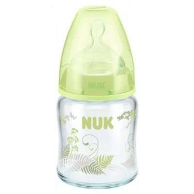NUK First Choice+ Glass Bottle 120ml with Silicone Teat (Size 1) (Forest)