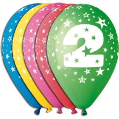 Latex Balloons - Age 2 (5 Pack)