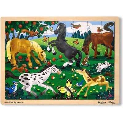 Melissa & Doug Wooden Jigsaw Puzzles - Frolicking Horses (48 Pieces)