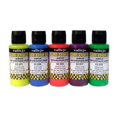 Vallejo - Premium Airbrush Paint - Set of 5 - Fluorescent Colours