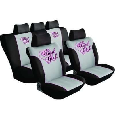 Stingray Bad Girl Full Car Seat Cover Set (11 Piece) (Black/Grey)
