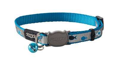 Rogz ReflectoCat Reflective Safeloc Breakaway Cat Collar - Extra Small 8mm (Blue Fish Design)