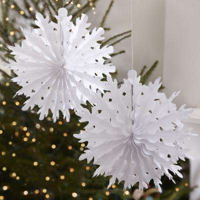 Vintage Noel  - Snowflake Fan Tissue Decorations (Pack of 2)