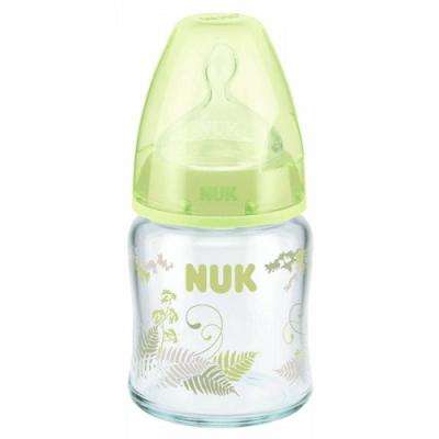 NUK First Choice+ Glass Bottle 120ml with Silicone Teat (Size 1) (Forest)