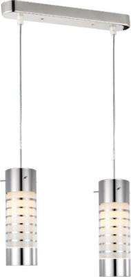 Radiant Rib Pendant Light - 2 Globe Fitting (Chrome)