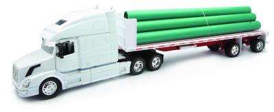 NewRay Die-Cast Model - Volvo VN 780 with Flatbed Trailer & Long Pipes (1:32)