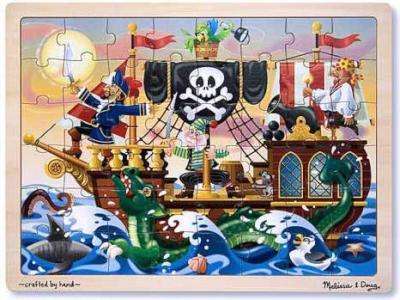 Melissa & Doug Wooden Jigsaw Puzzles - Pirate Adventure (48 Pieces)